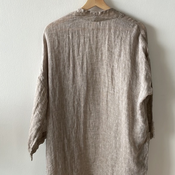 Eileen Fisher linen open drapey oatmeal linen tunic small - Picture 6 of 11